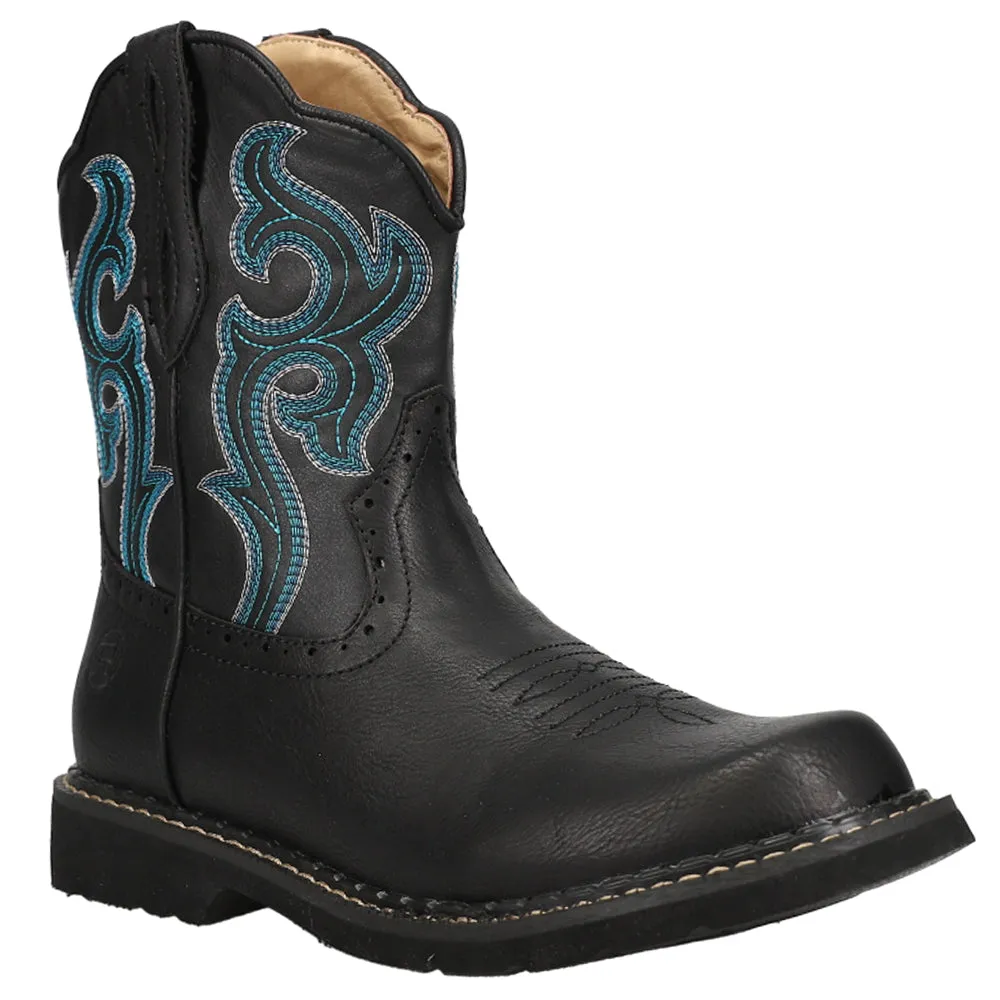 Chunk Rider Embroidery Round Toe Cowboy Boots