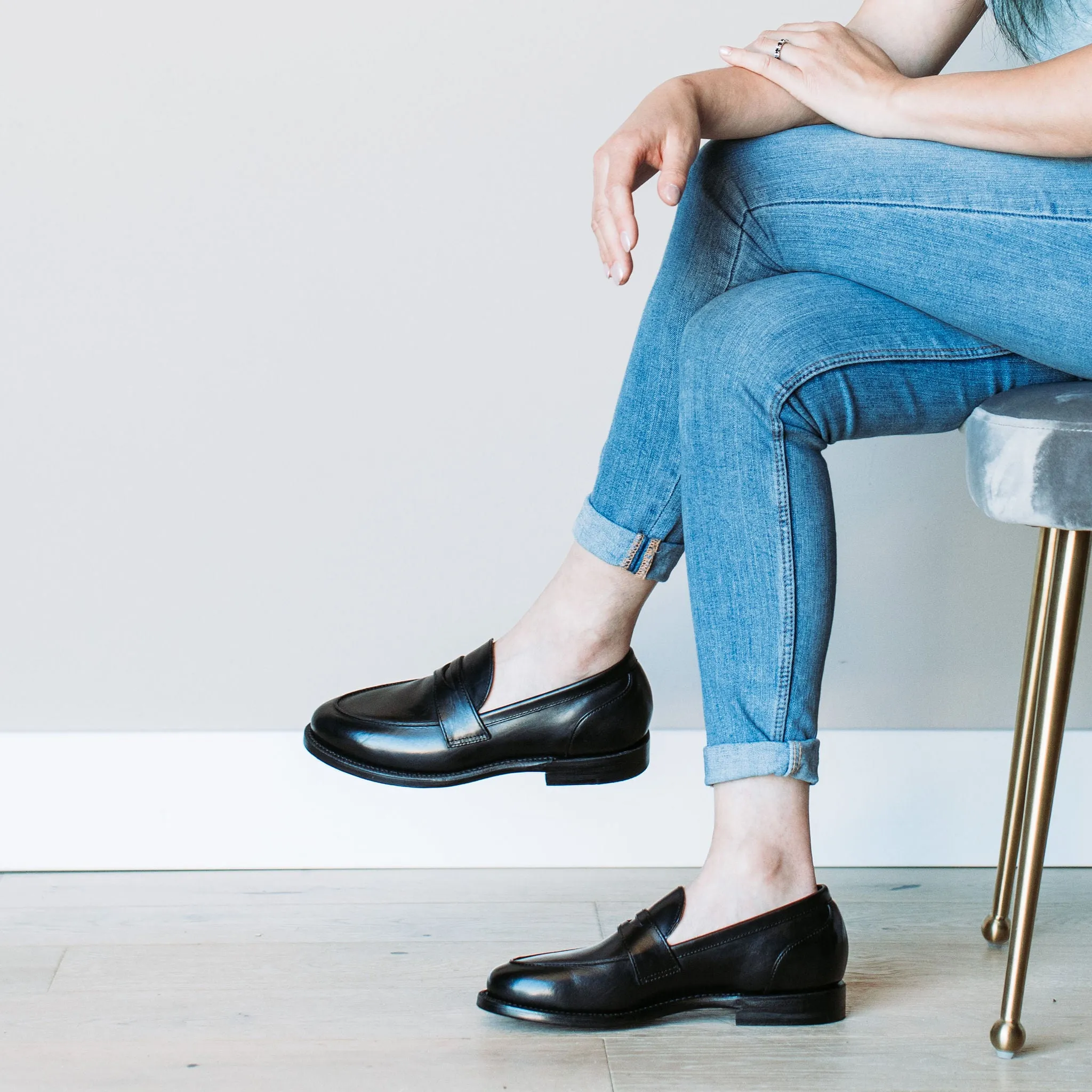 Clara Penny Loafer Black Calf