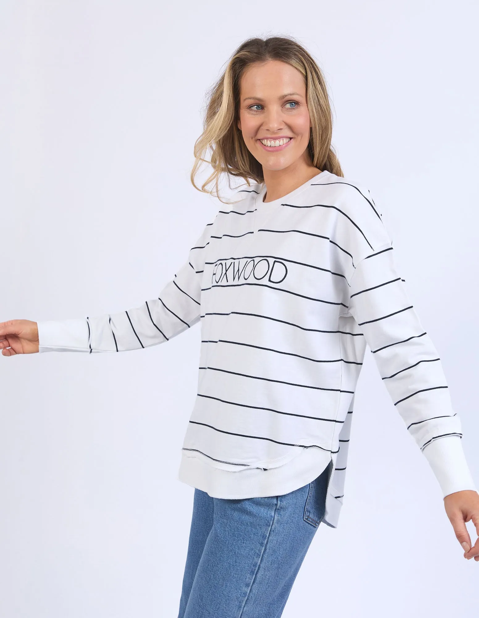 Classic Stripe Simplified Crew - White/Navy Stripe