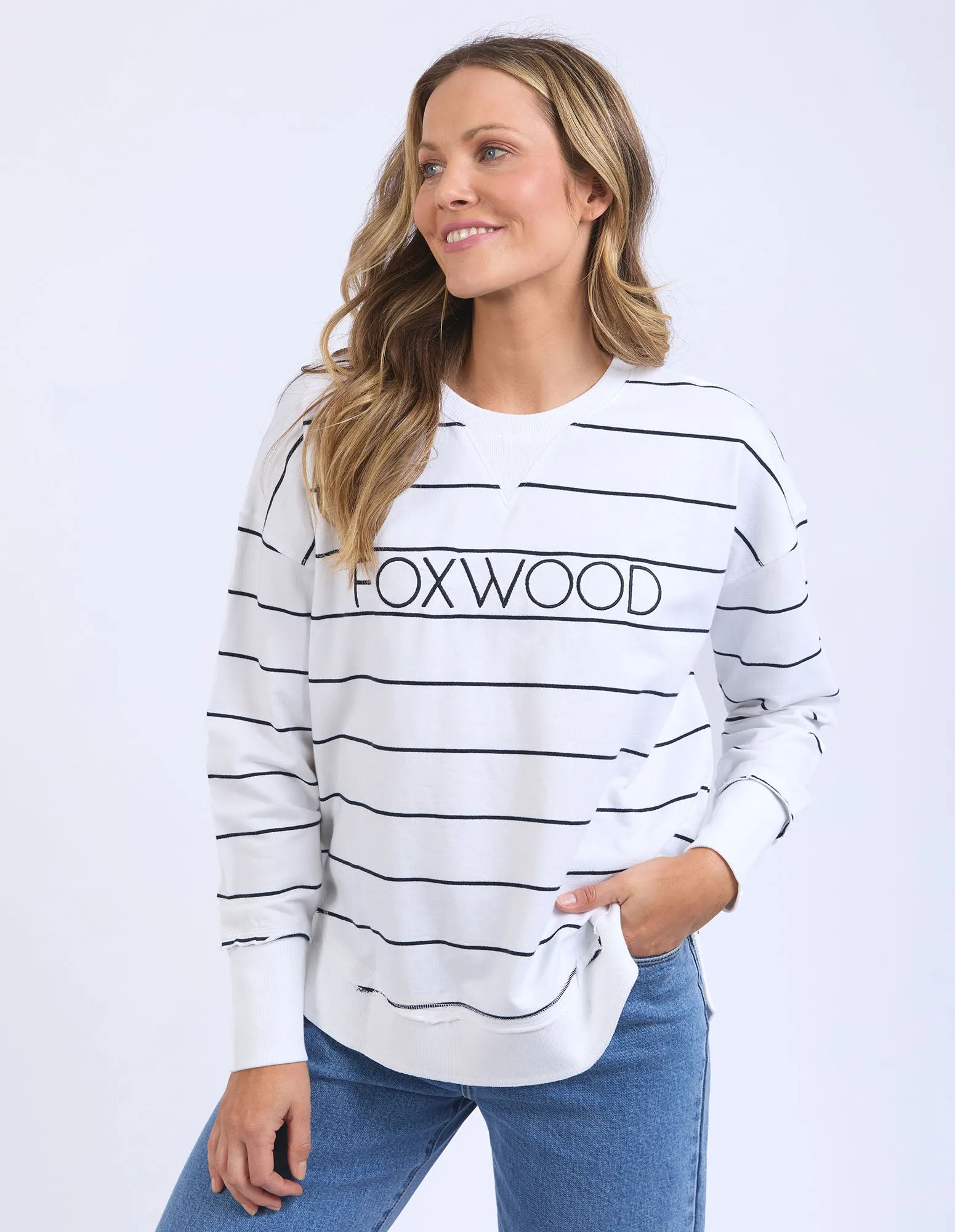 Classic Stripe Simplified Crew - White/Navy Stripe