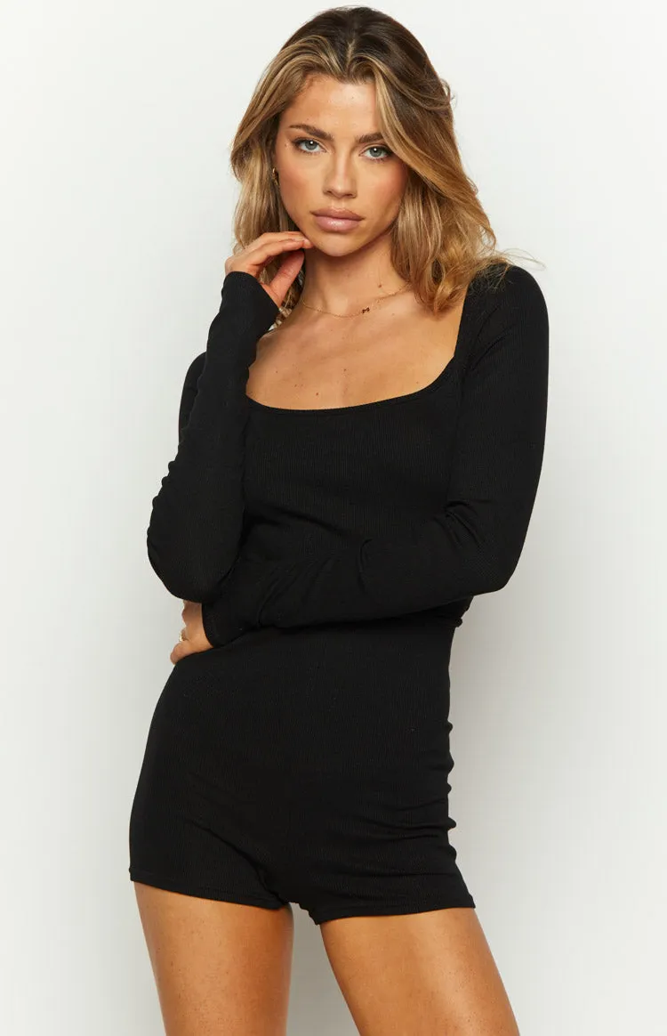 Connali Black Long Sleeve Playsuit