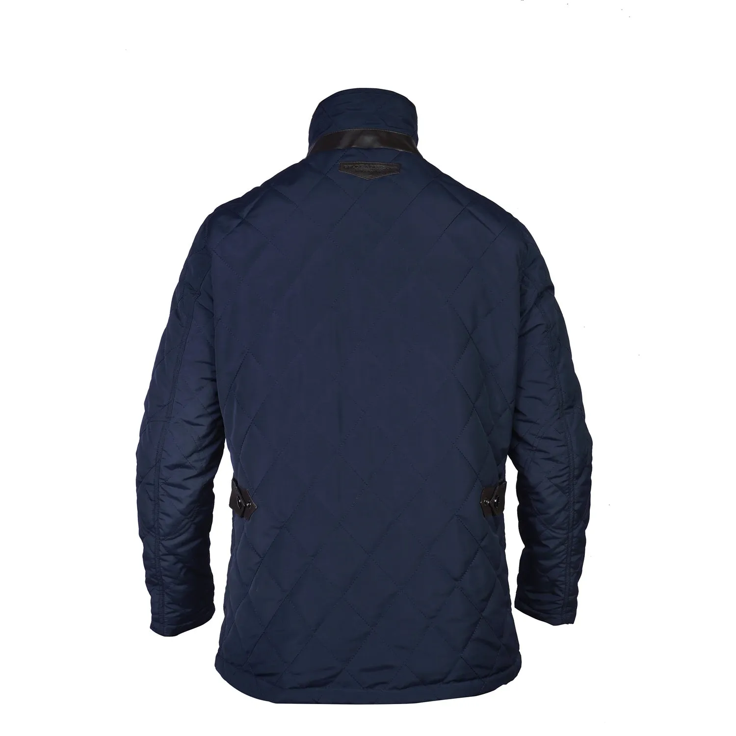 Contrasting Blue Puffer Jacket with Multi Flap Pockets