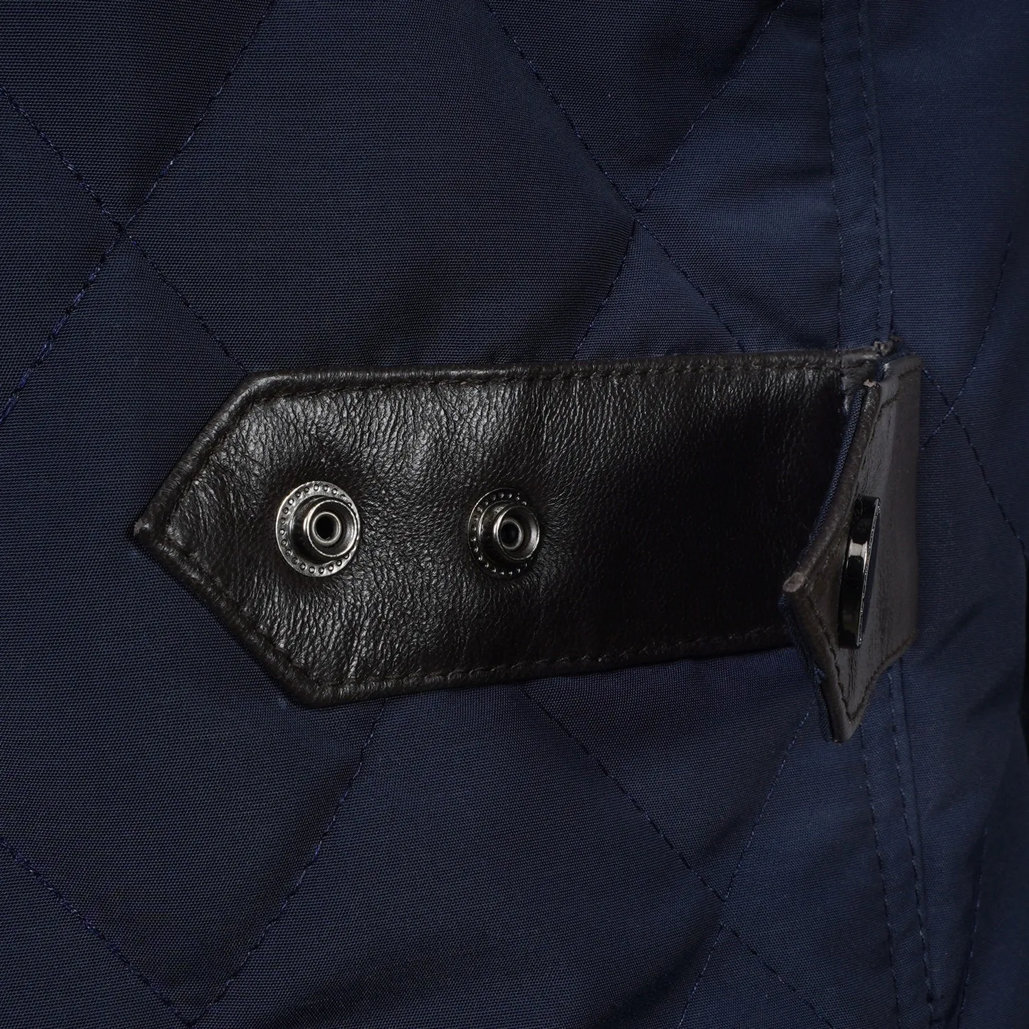 Contrasting Blue Puffer Jacket with Multi Flap Pockets