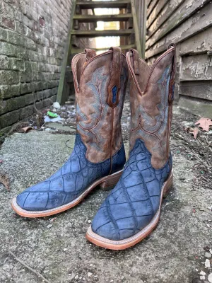 Corral Men’s Blue Sueded Alligator Wide Square Toe Cowboy Boots A4220