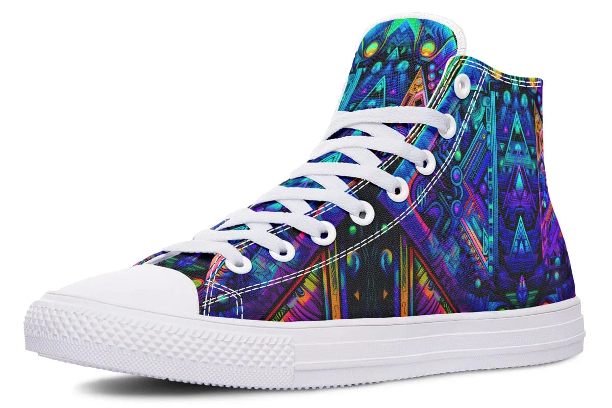 Cyber Cyan High Top Shoes