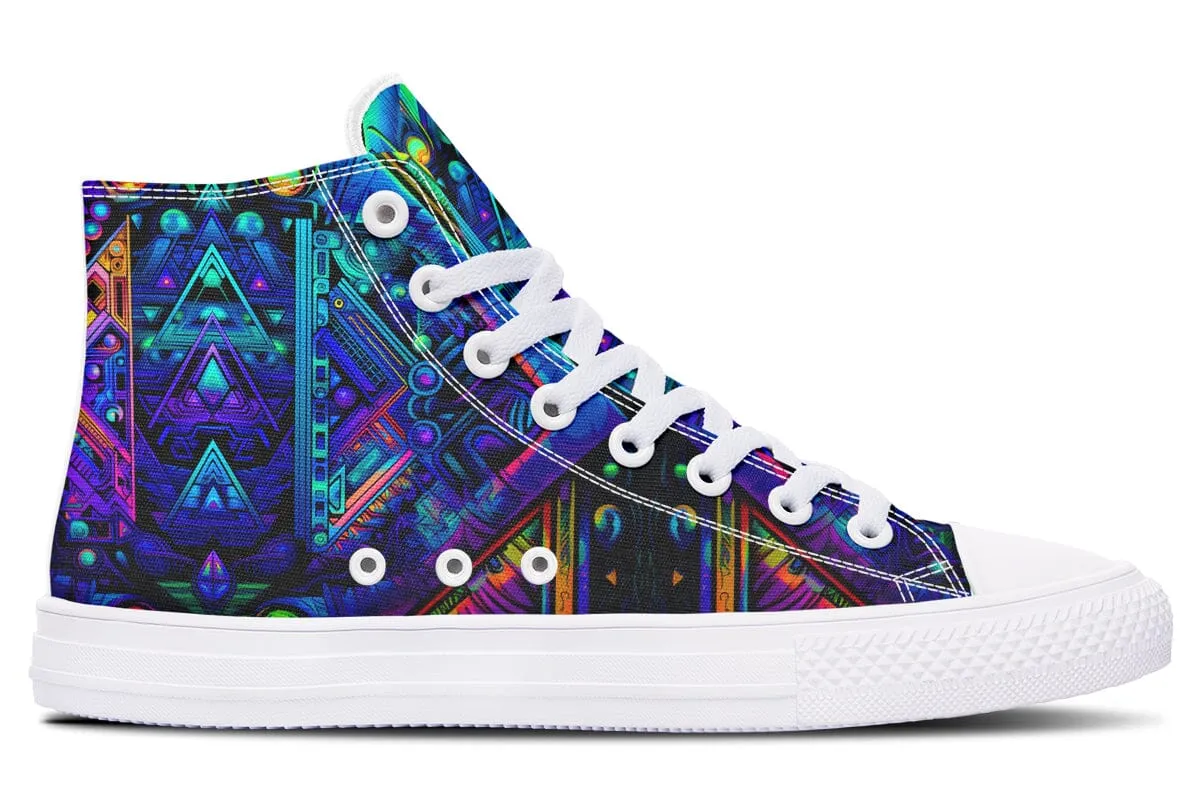 Cyber Cyan High Top Shoes