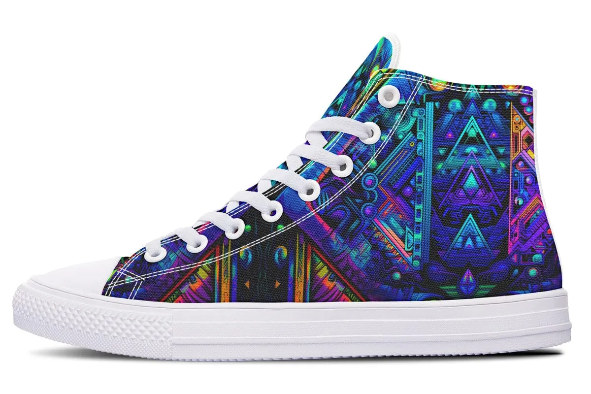 Cyber Cyan High Top Shoes