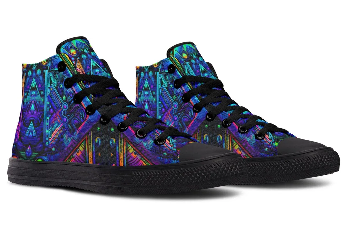 Cyber Cyan High Top Shoes