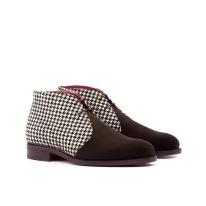 DapperFam Vivace in Houndstooth / Dark Brown Men's Sartorial & Lux Suede Chukka