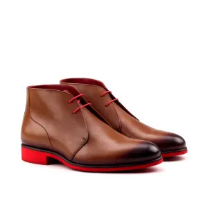 DapperFam Vivace in Med Brown Men's Italian Leather Chukka