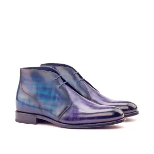 DapperFam Vivace in Purple / Denim Men's Hand-Painted Patina Chukka