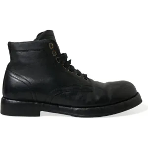 Dolce & Gabbana Elegant Black Horse Leather Ankle Boots