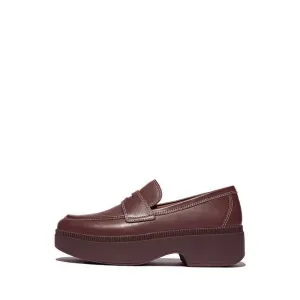 F-Luma Contrast-Stitch Leather Demi-Wedge Loafers