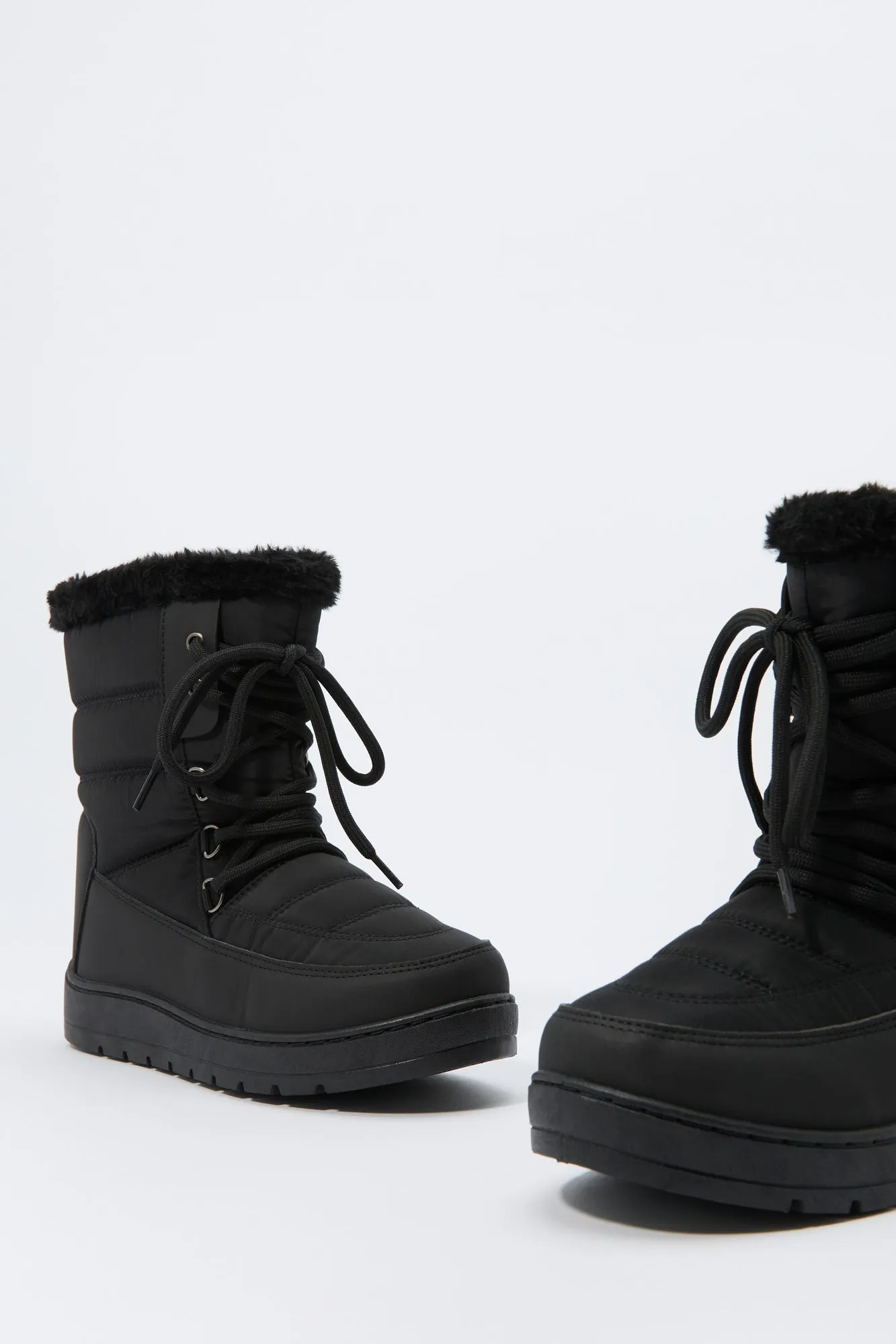 Faux Fur Collared Lace Up Winter Boot