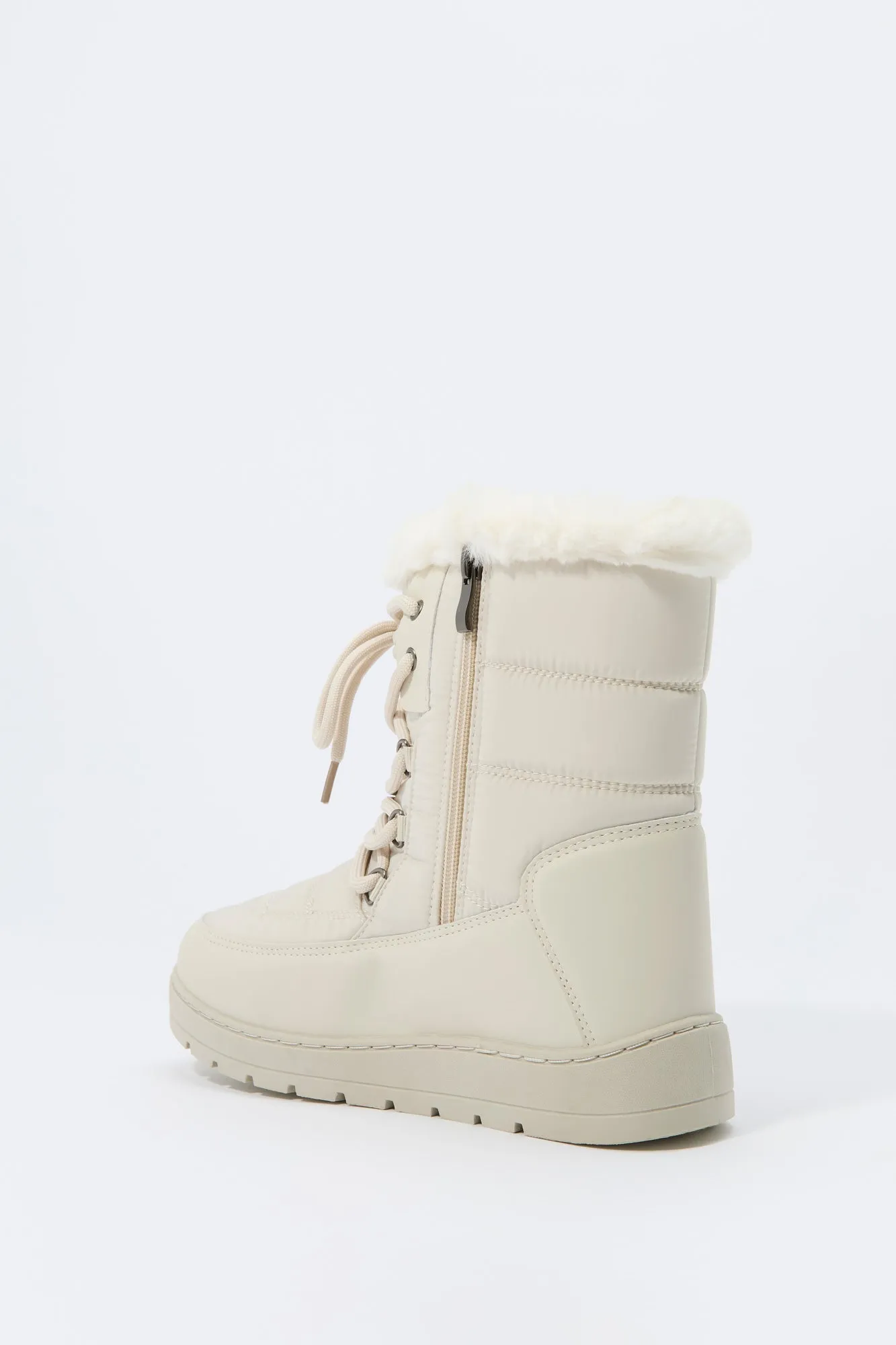 Faux Fur Collared Lace Up Winter Boot