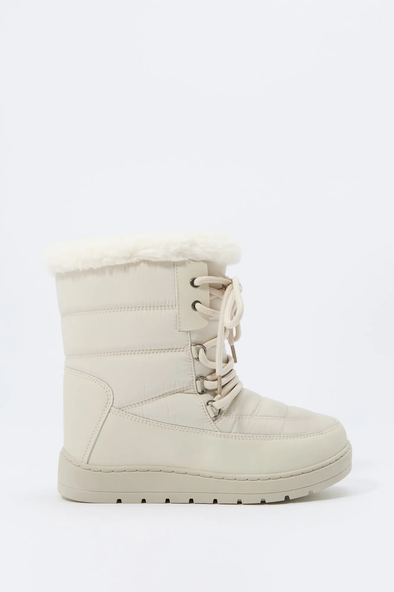 Faux Fur Collared Lace Up Winter Boot