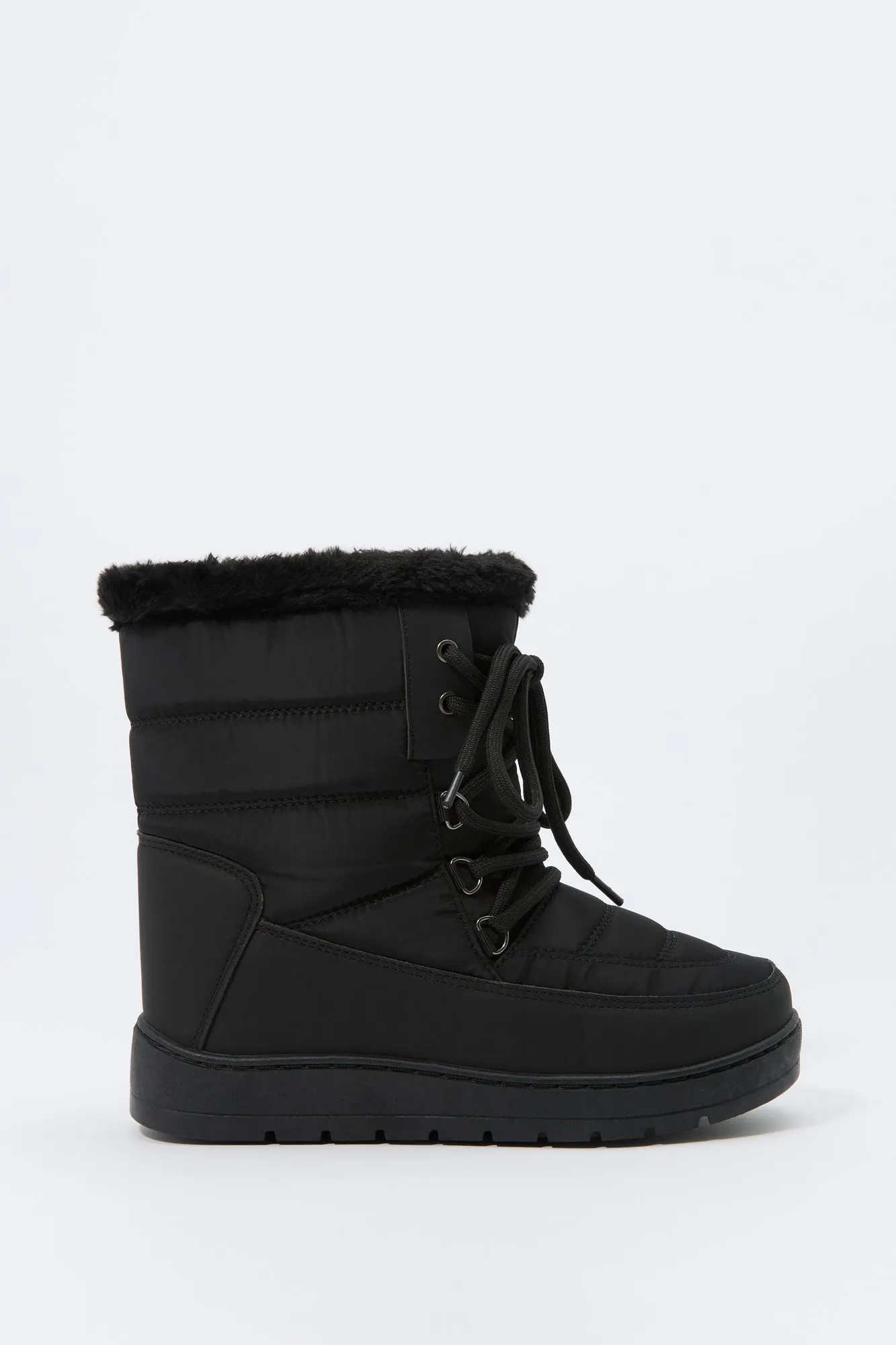 Faux Fur Collared Lace Up Winter Boot