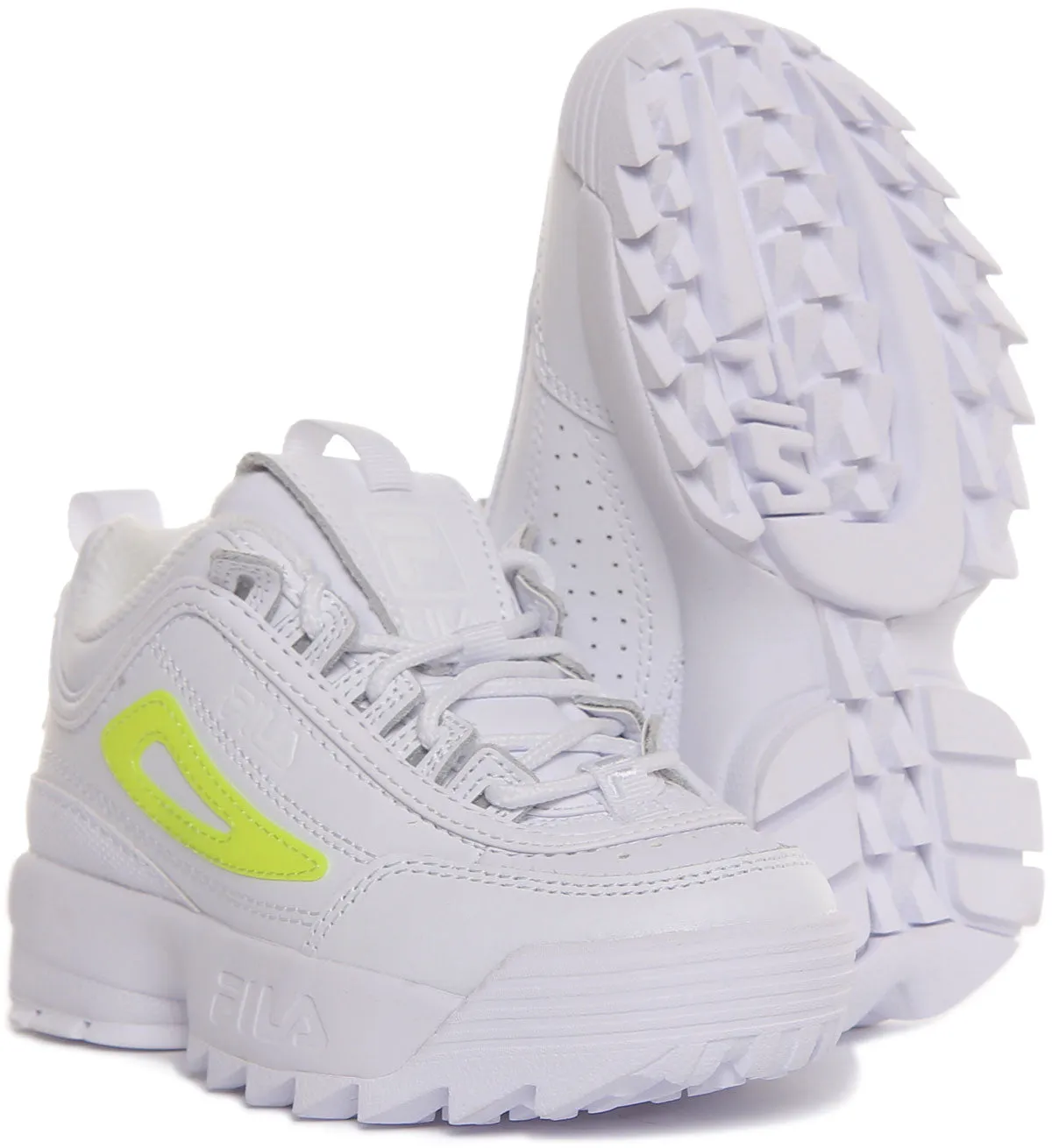 Fila Disruptor Ii In White Yellow For Kids