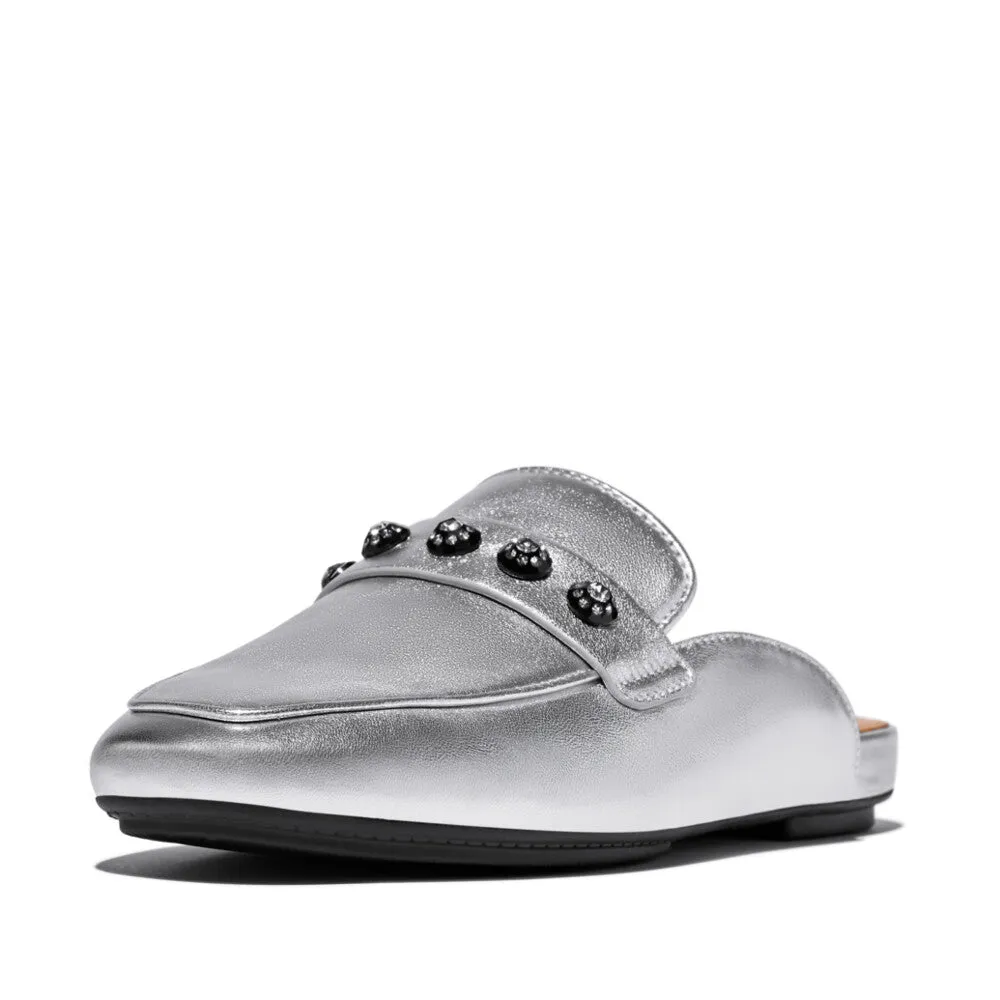 Fitflop Delicato Crystal Cluster Soft M/Leather Mules Silver