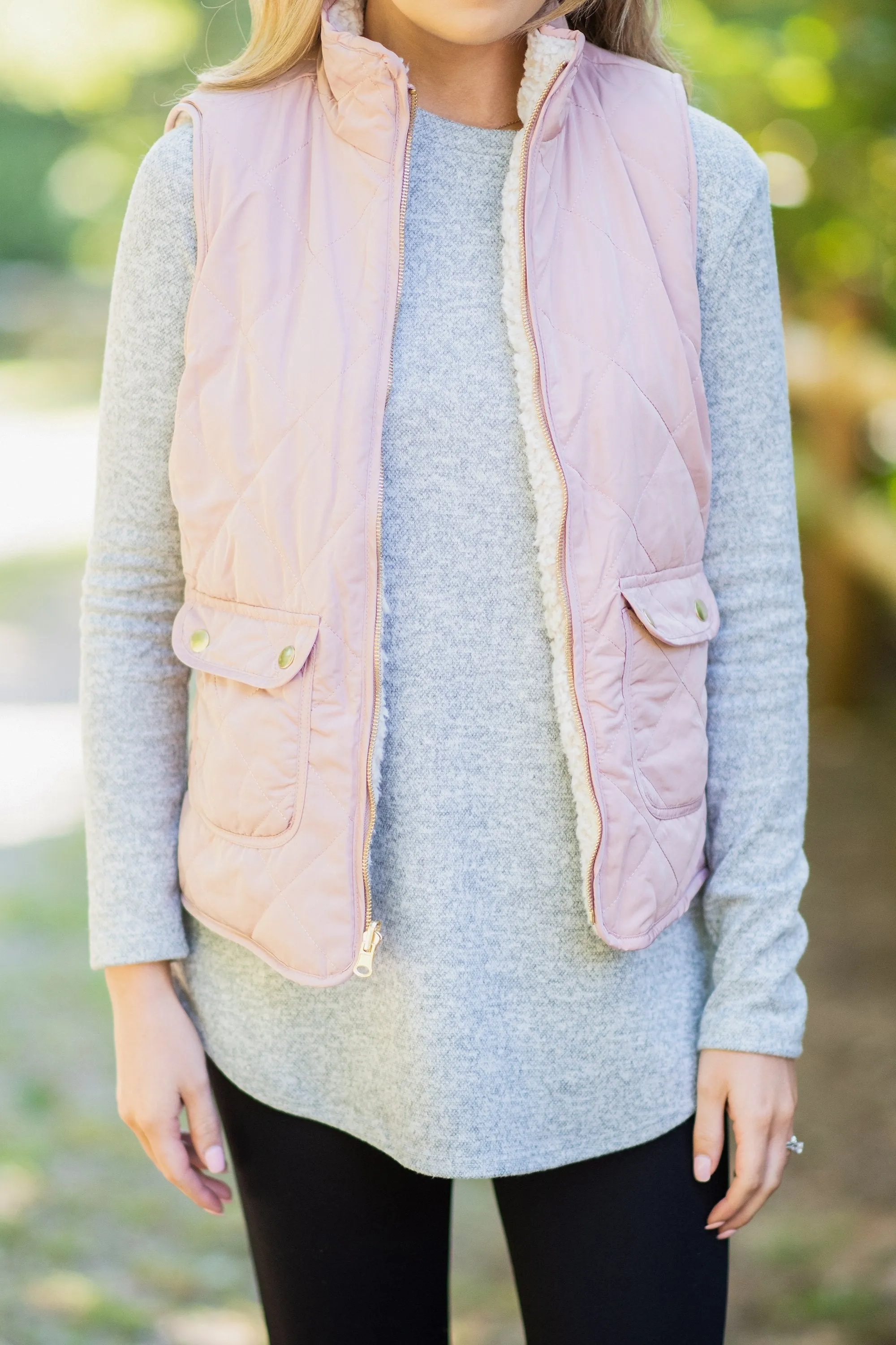 Follow The Trail Blush Pink Puffer Vest