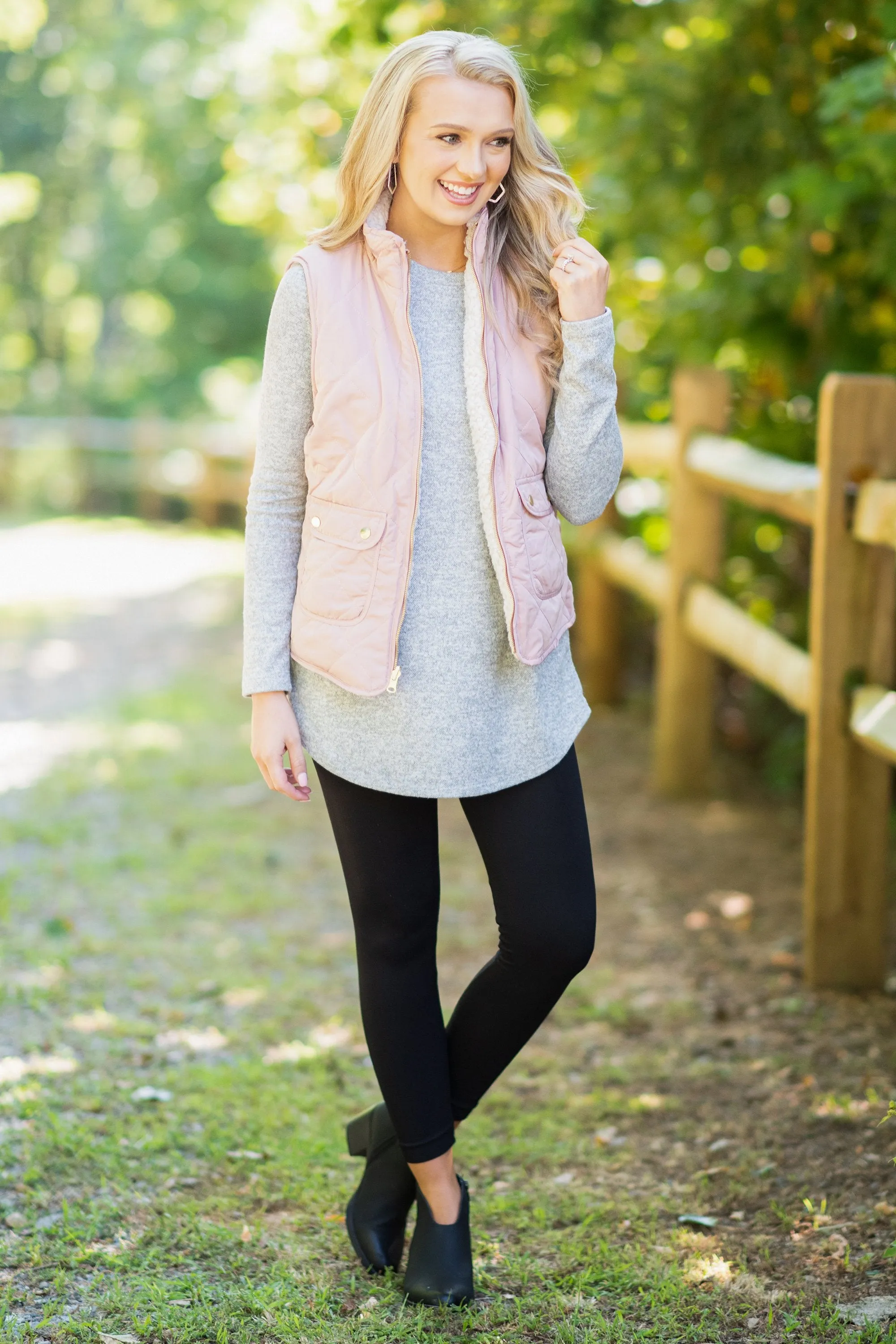 Follow The Trail Blush Pink Puffer Vest