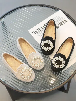 Girls Elegant Pearl Loafers by Liv and Mia