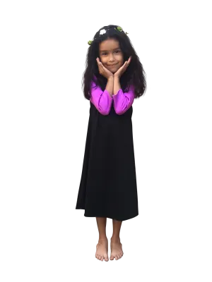 Girls Modest Swim Dress (Black with Purple)