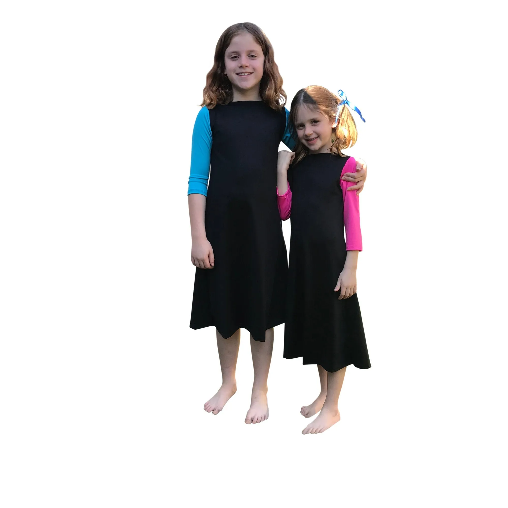 Girls Swim Dress Swimdress Modest Girls Swimwear Kids Swimsuit Full Cover Sun Protection Play Clothes Camp Clothes Tzniut Dress Burkini