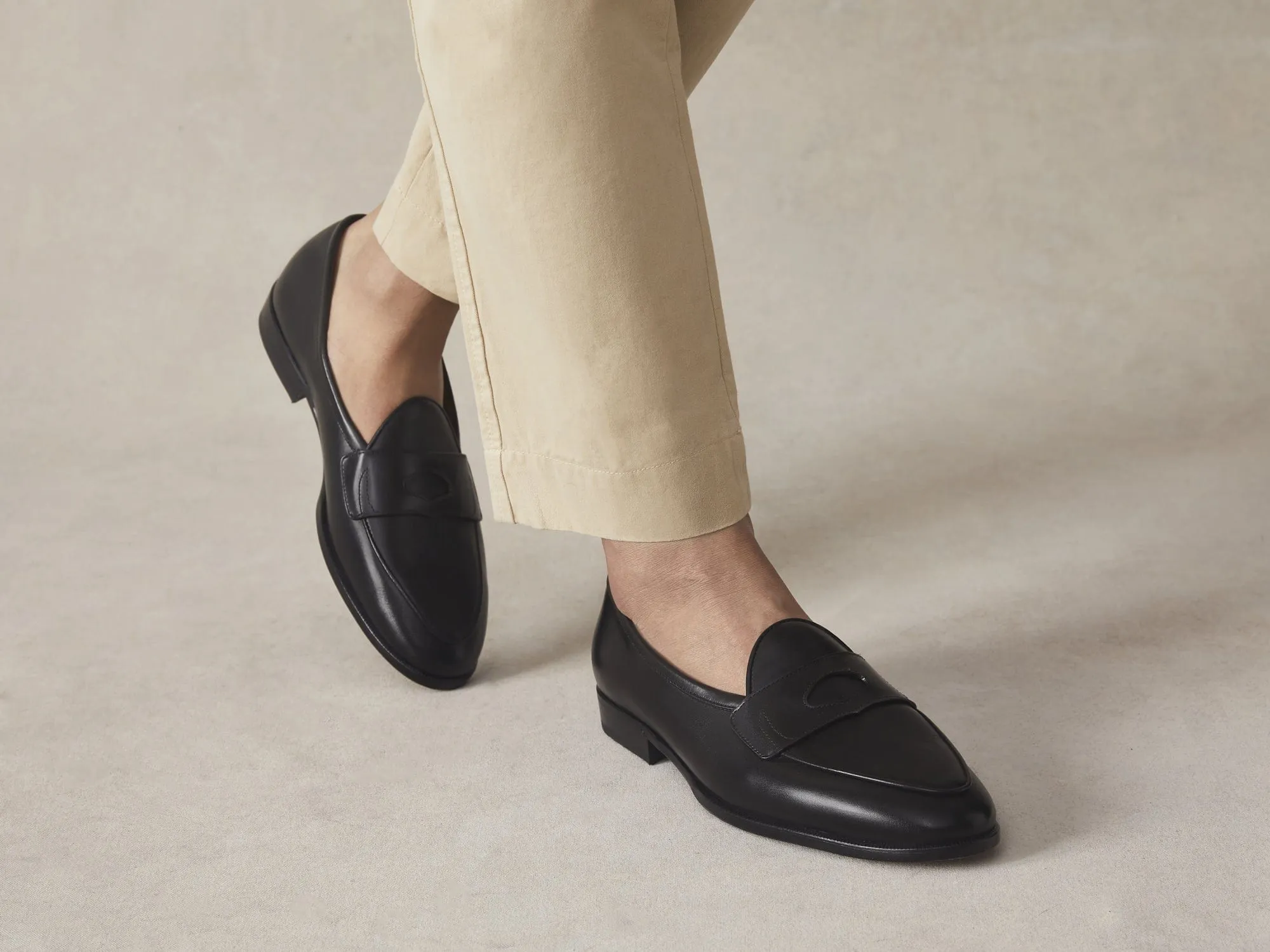 Grand Fleurus Penny Loafers in Black Noble Calf