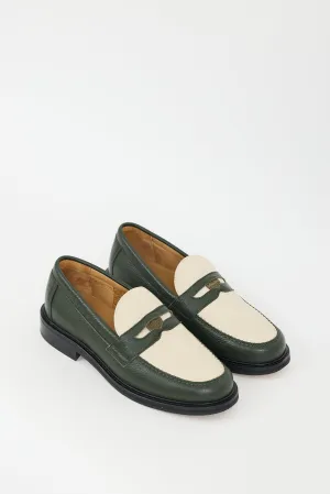 Green & Cream Leather Taverna Penny Loafer