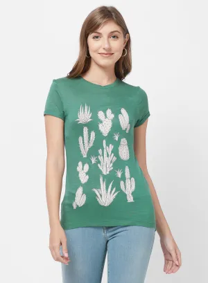 Green Printed Tee