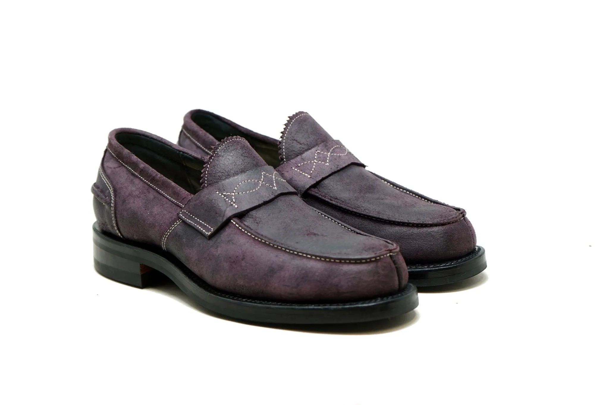 Jack Western Penny Loafers Carmenere Waxed Suede- CF Stead