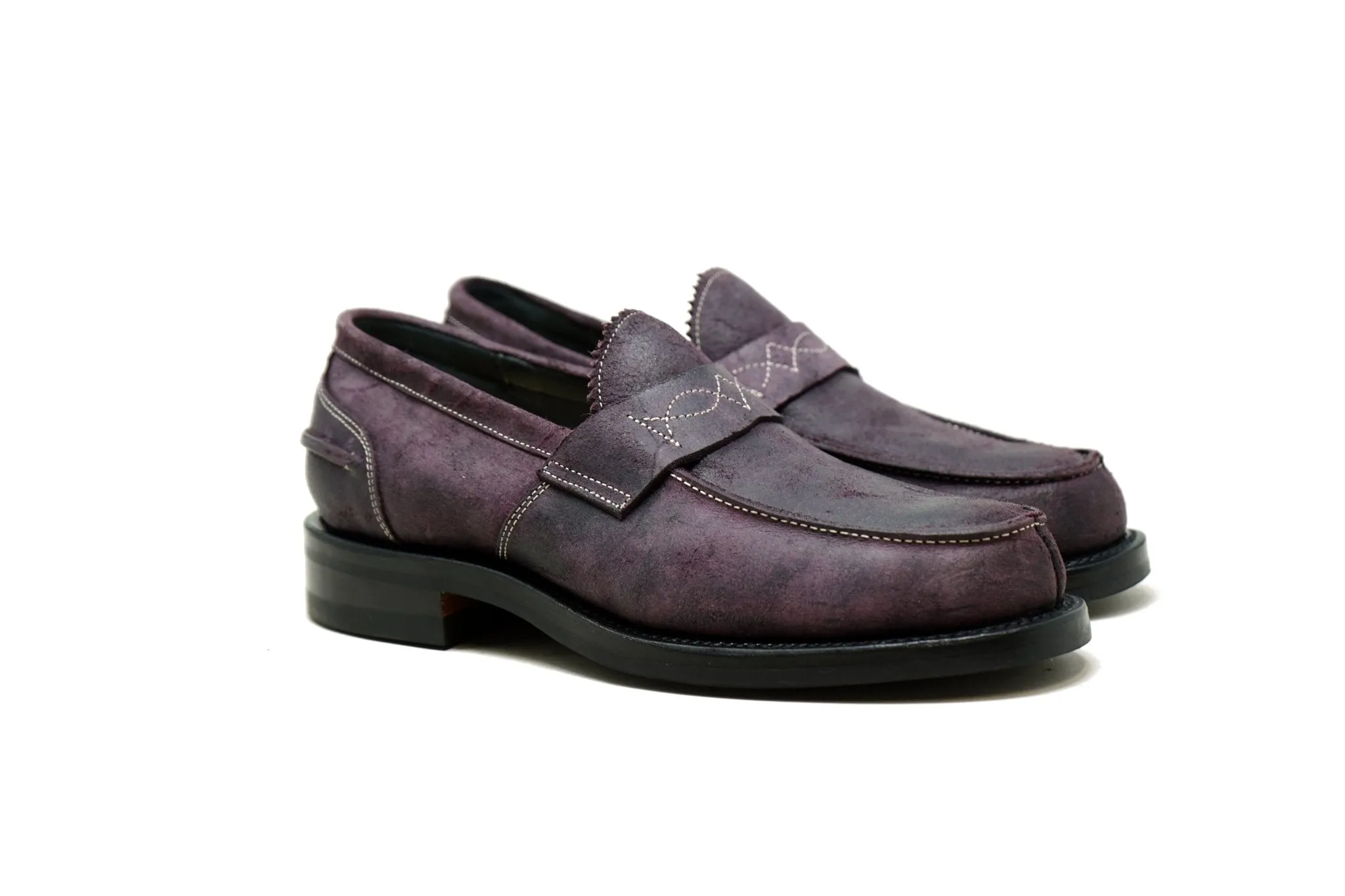 Jack Western Penny Loafers Carmenere Waxed Suede- CF Stead