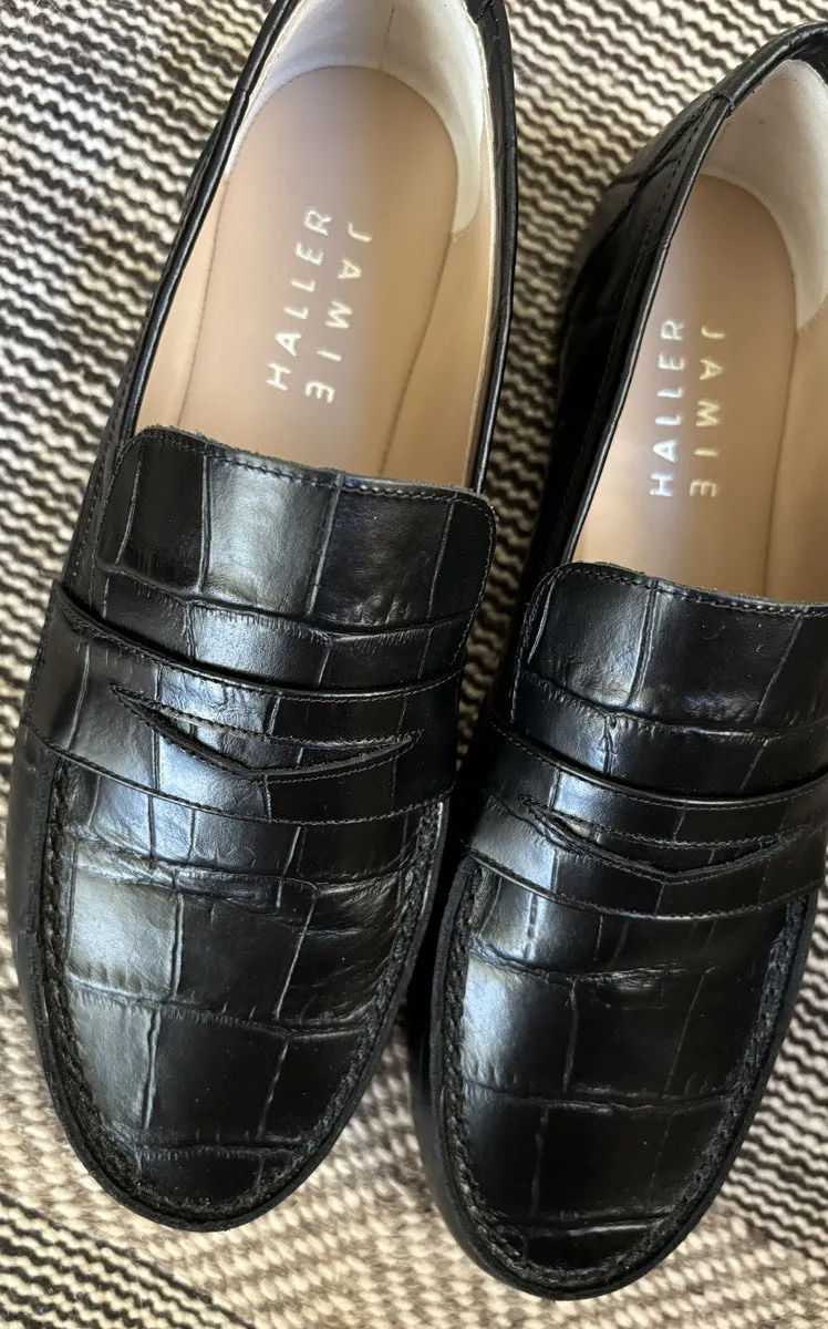 Jamie Haller Loafer in Black Croc