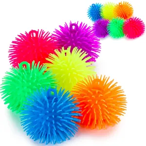 Kicko Puffer Balls - 12 Pack Assorted Colors, Blue, Green, Orange, Yellow, Pink And