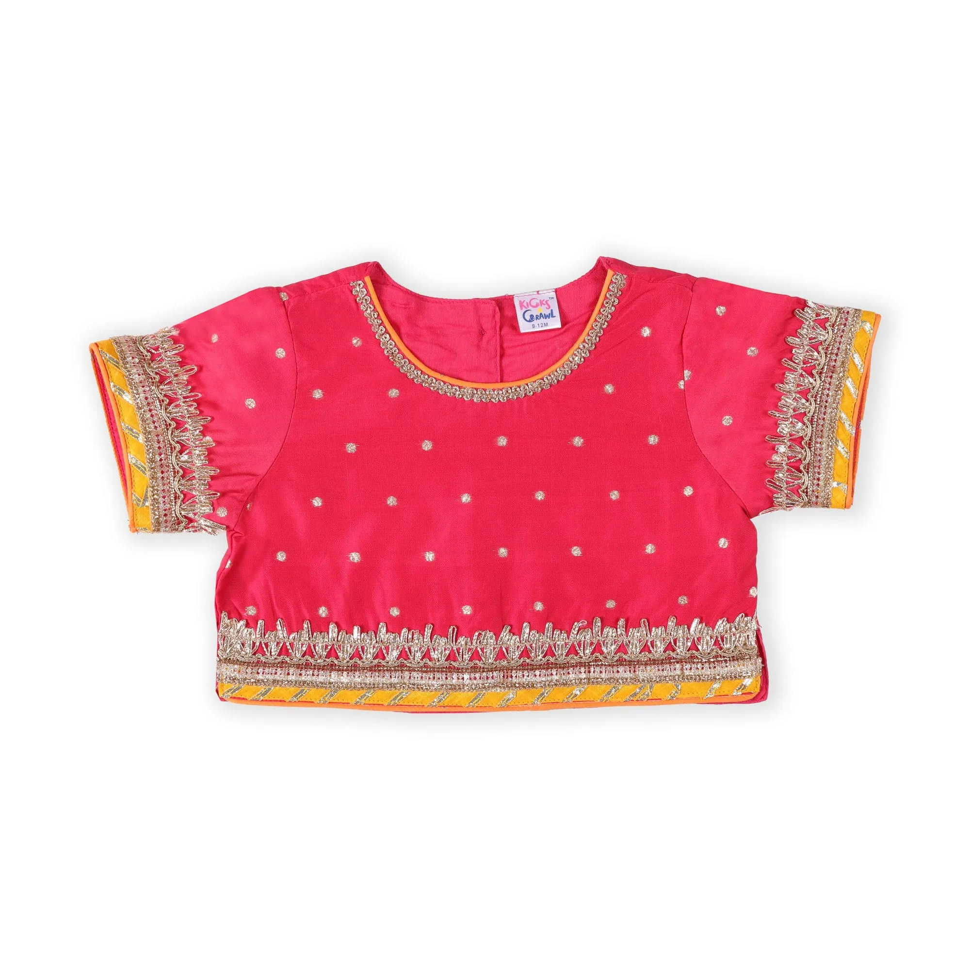 Kicks & Crawl Pink & Orange Lehenga, Blouse & Dupatta Set