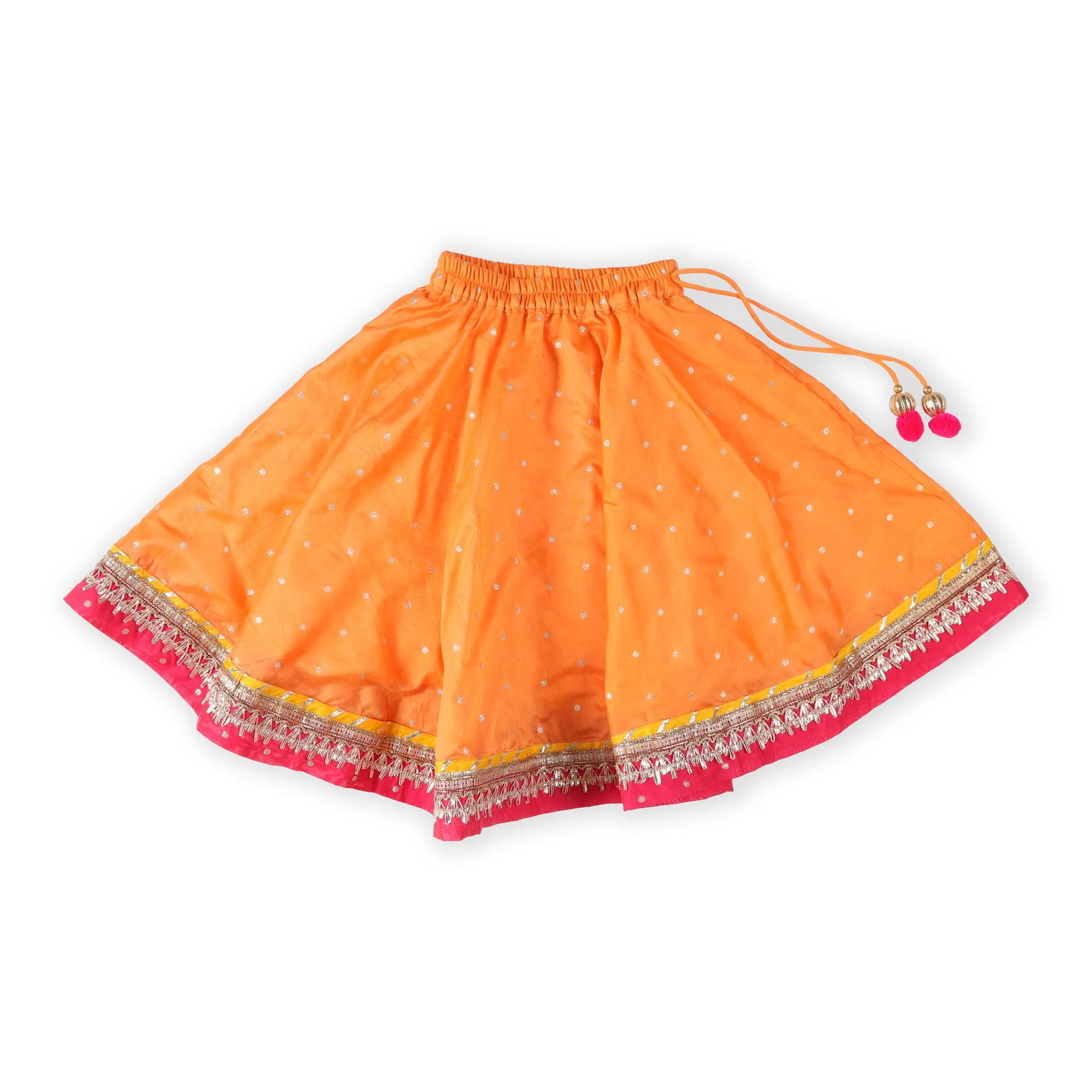 Kicks & Crawl Pink & Orange Lehenga, Blouse & Dupatta Set