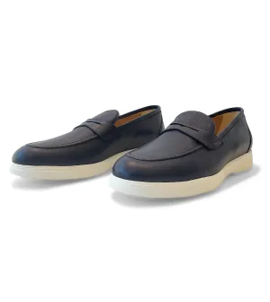 KITON Navy Pebble Leather Loafer