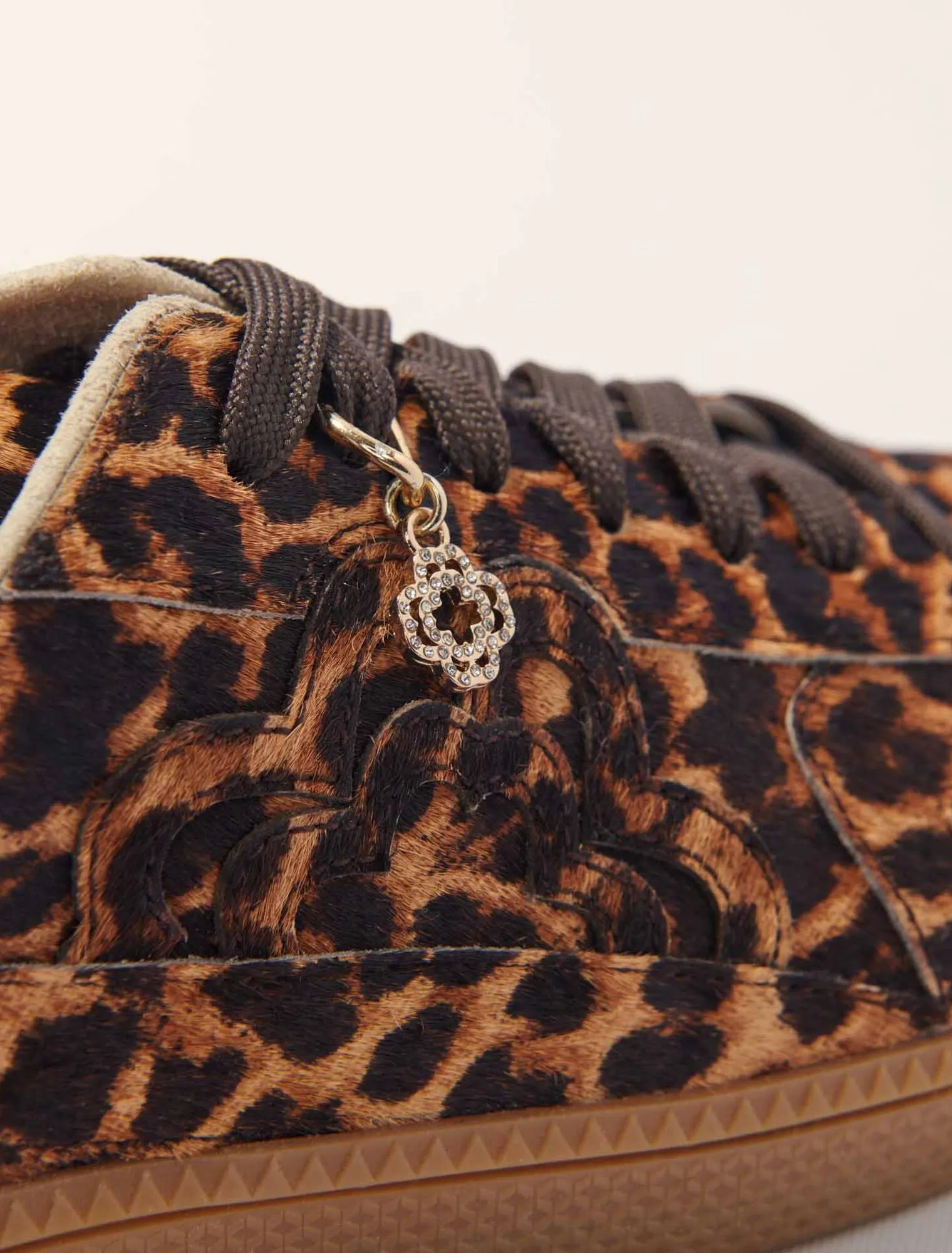 Leopard print leather trainers