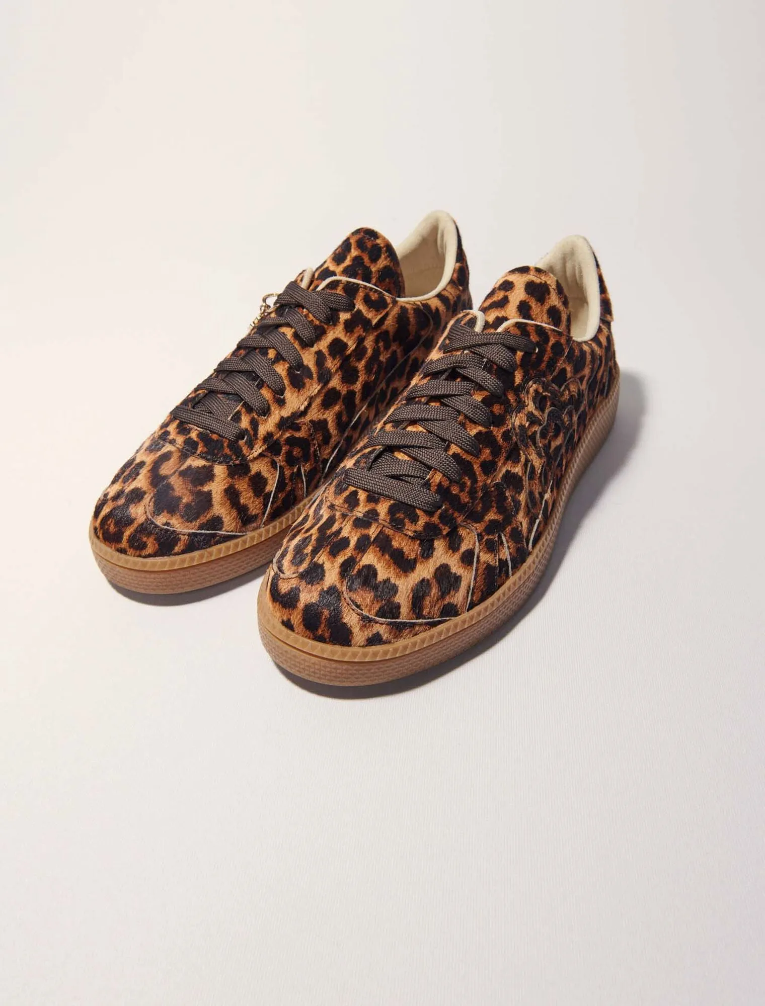 Leopard print leather trainers