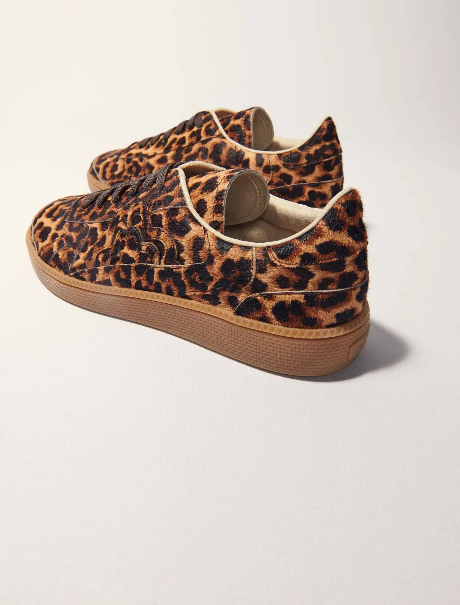 Leopard print leather trainers