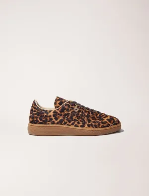 Leopard print leather trainers