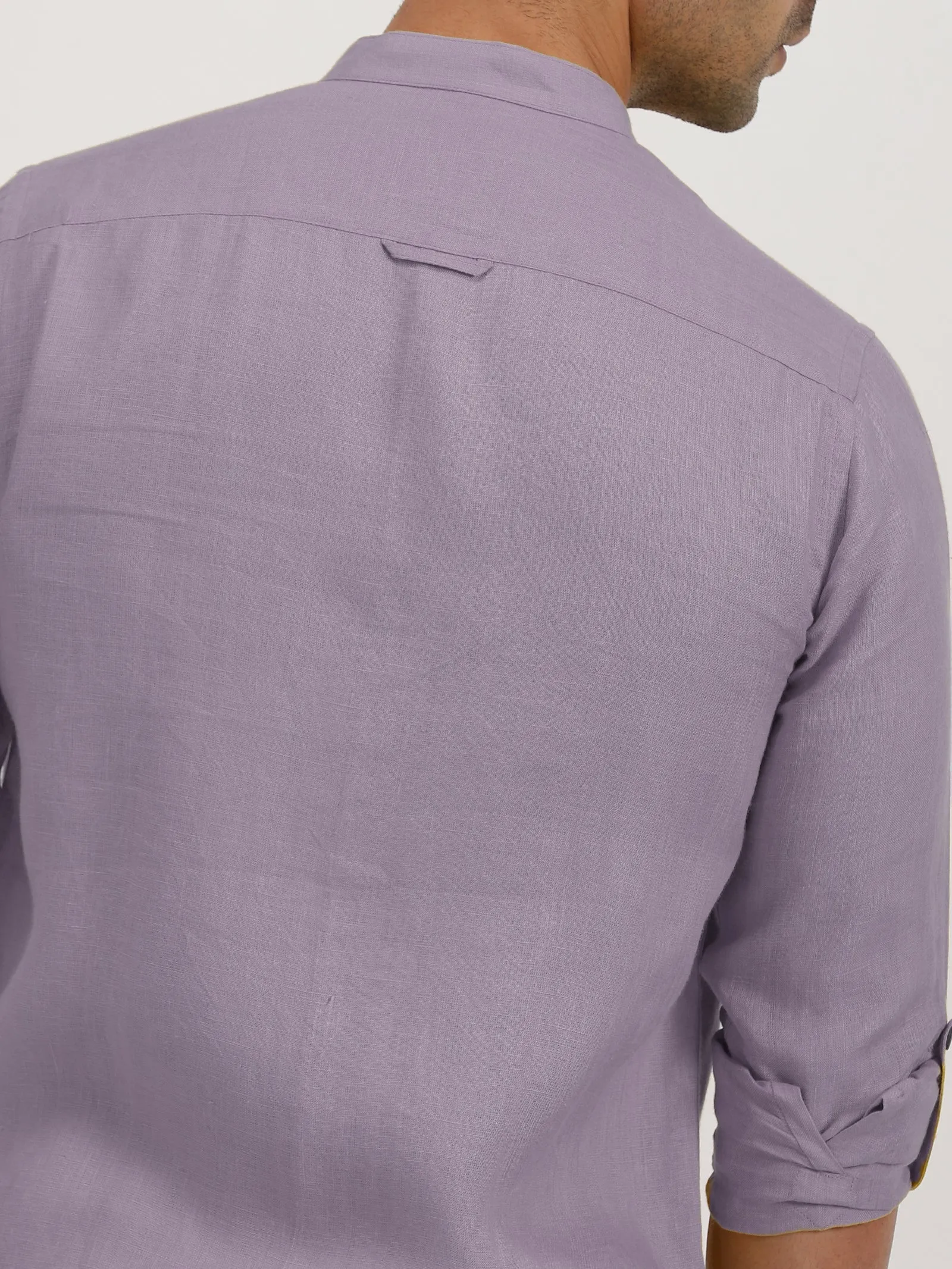 Luca - Pure Linen Double Pocket Full Sleeve Shirt - Misty Lilac