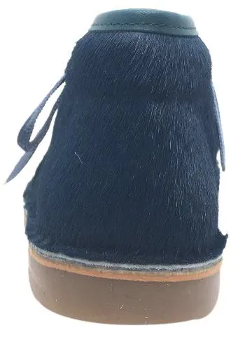 Luccini Girl's & Boy's Blue Pony Hair Lace Up Ankle Chukka Boots with Trim