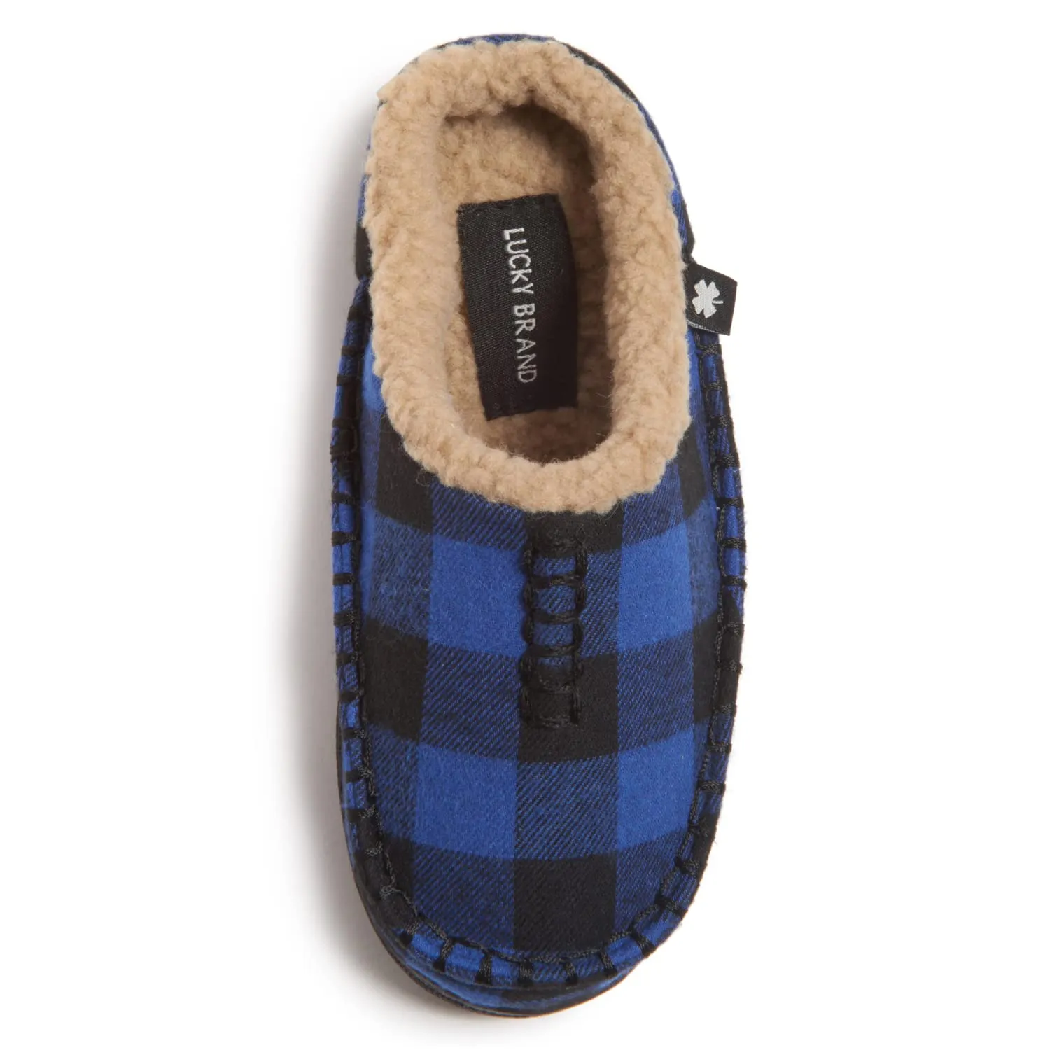 Lucky Brand Boys Buffalo Plaid Memory Foam Clog Slippers, Non Slip Rubber Sole House Shoes, Kids Cozy Fluffy Bedroom Clogs