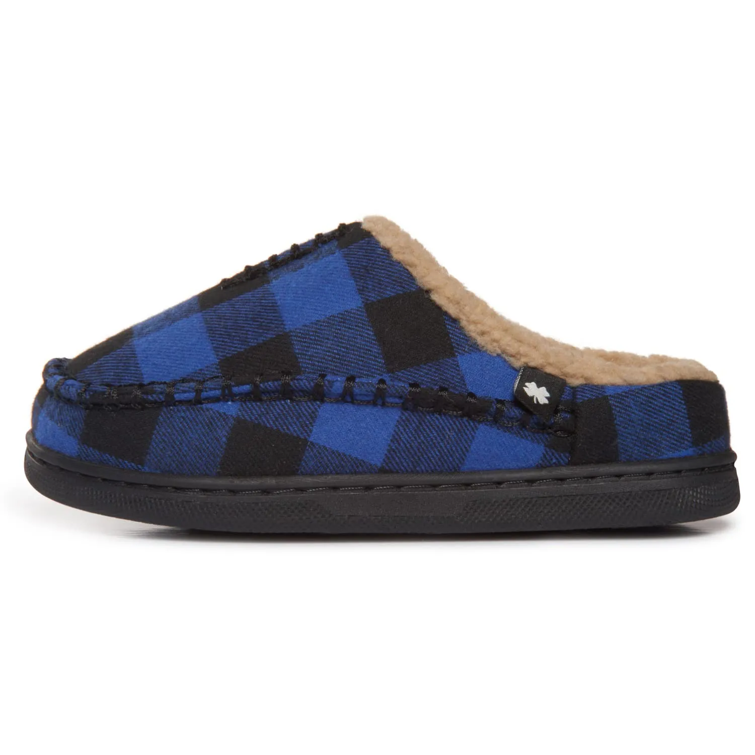 Lucky Brand Boys Buffalo Plaid Memory Foam Clog Slippers, Non Slip Rubber Sole House Shoes, Kids Cozy Fluffy Bedroom Clogs