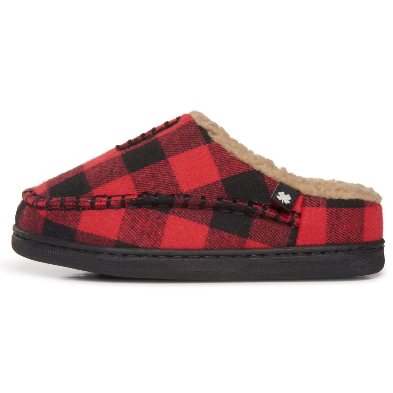 Lucky Brand Boys Buffalo Plaid Memory Foam Clog Slippers, Non Slip Rubber Sole House Shoes, Kids Cozy Fluffy Bedroom Clogs