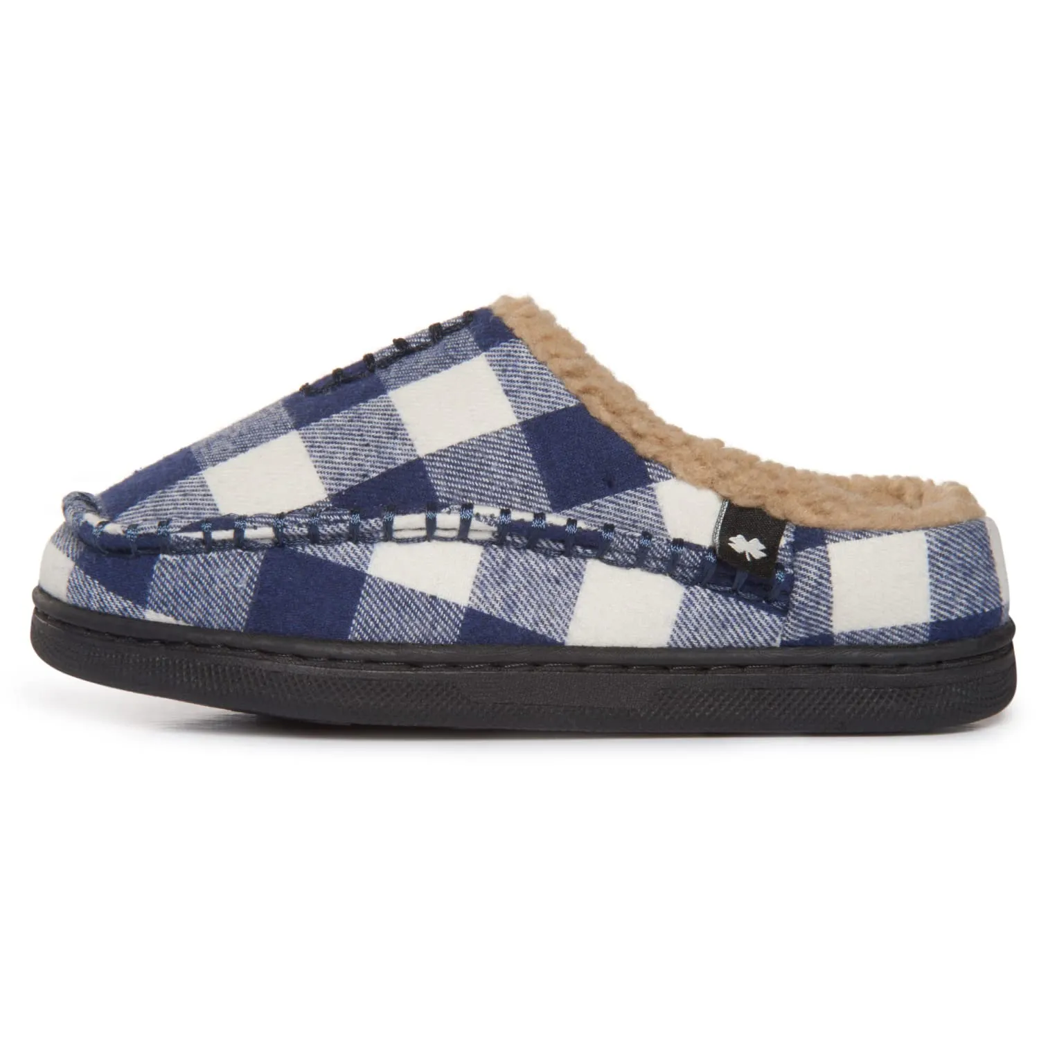 Lucky Brand Boys Buffalo Plaid Memory Foam Clog Slippers, Non Slip Rubber Sole House Shoes, Kids Cozy Fluffy Bedroom Clogs