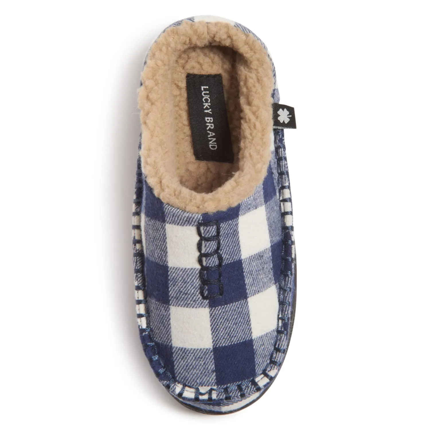 Lucky Brand Boys Buffalo Plaid Memory Foam Clog Slippers, Non Slip Rubber Sole House Shoes, Kids Cozy Fluffy Bedroom Clogs