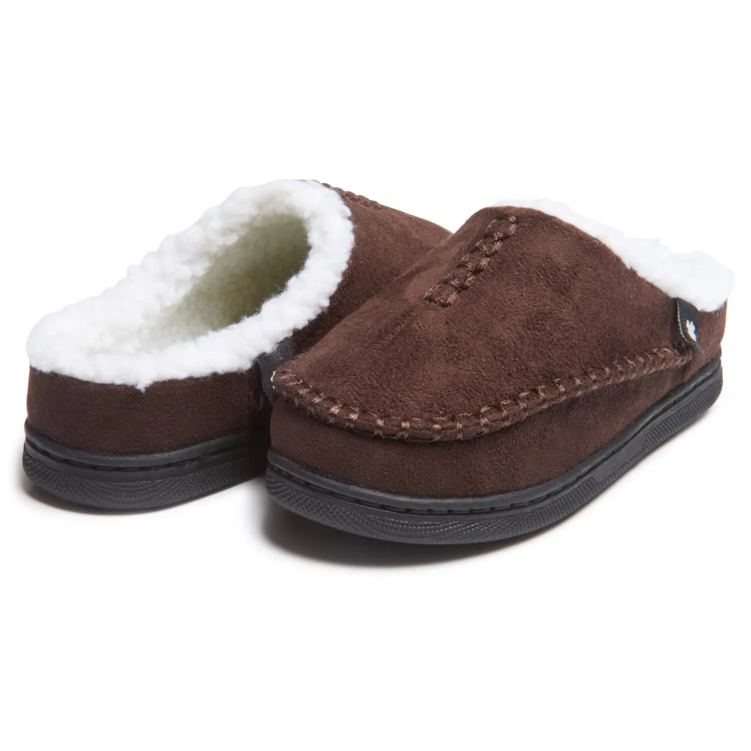 Lucky Brand Boys Micro Suede Clog Slippers, Non Slip Rubber Sole Warm Fuzzy Fluffy House Shoes, Kids Indoor Outdoor Clogs